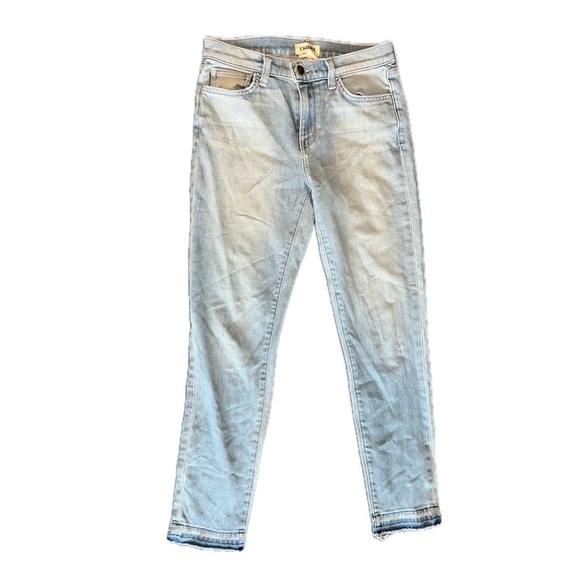 New L’AGENCE Jeans Frayed Raw Hem Light Wash Straight Leg Ankle Size 25 - Picture 2 of 5